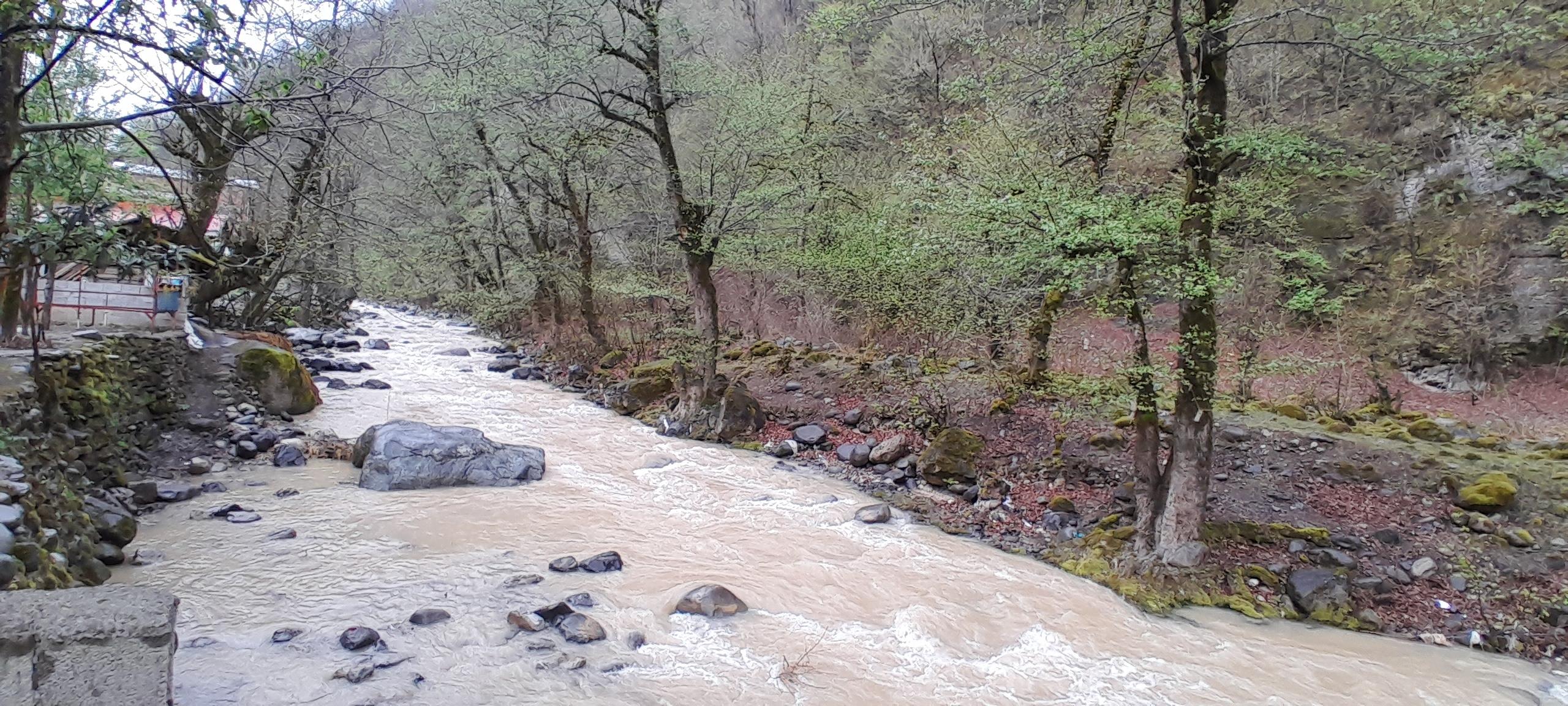 ویلا چوبی در کنار رودخانه وجنگل 